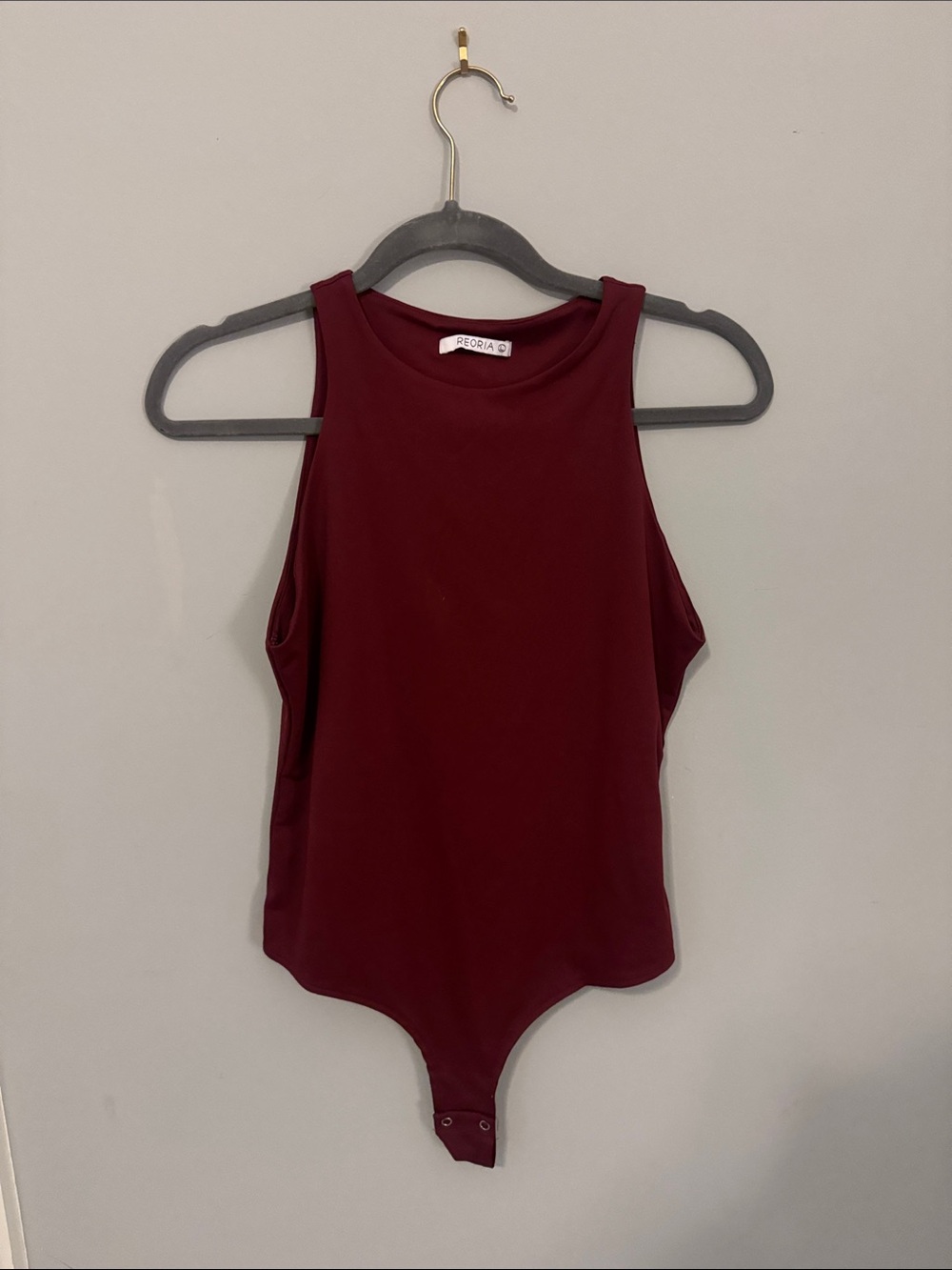ReoRia Sleeveless Burgundy High-Neck Bodysuit